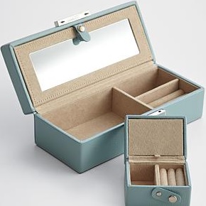 leather jewelry case blue