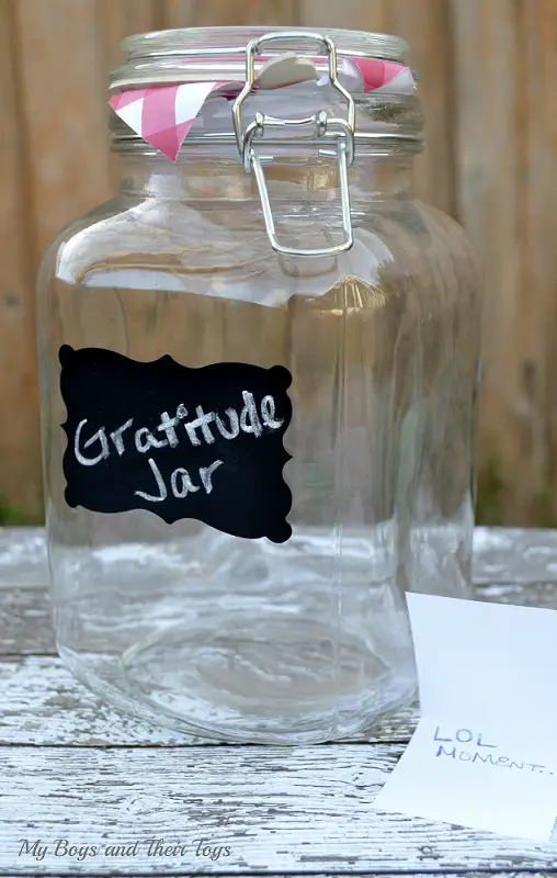 Gratitude jar with note