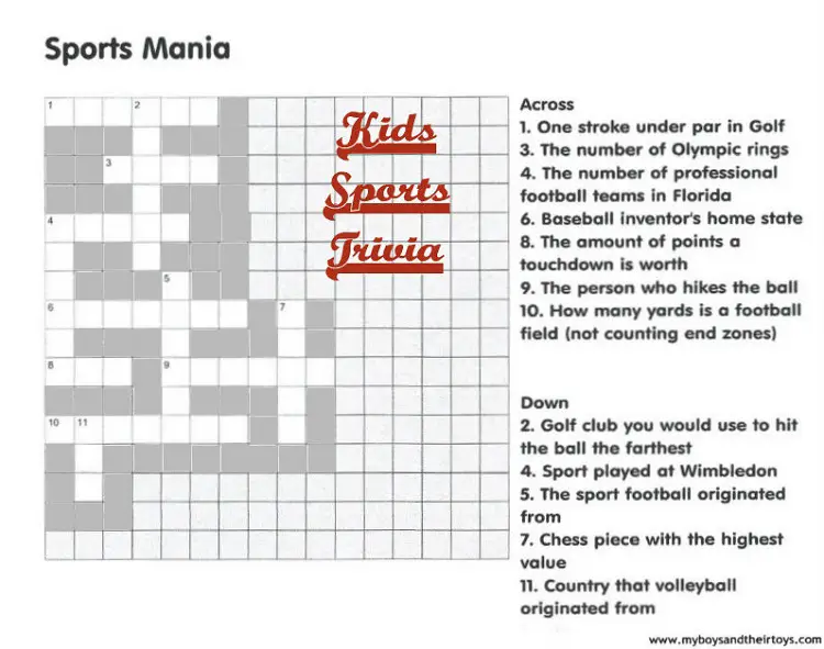 sports mania crossword