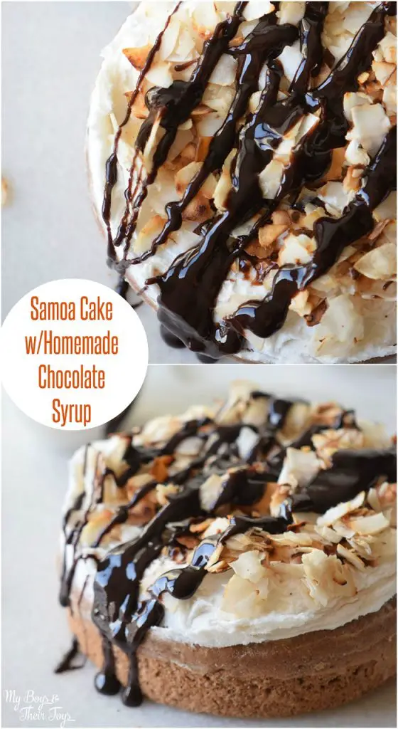 Samoa Cake with Homemade Chocolate Syrup