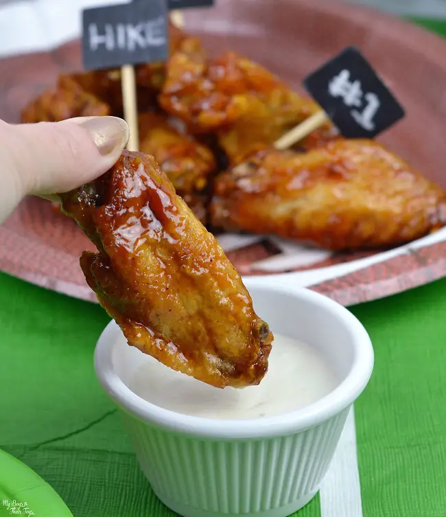 bourbon wings and blue cheese dip