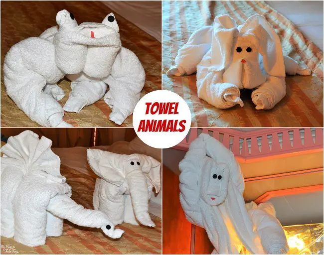 towel animals collage